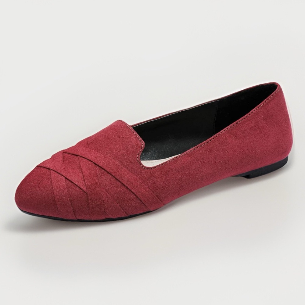 Veittes Women's Comfort Shoes, Size 9.5 Casual Pointy Toe Ballet Flats Red